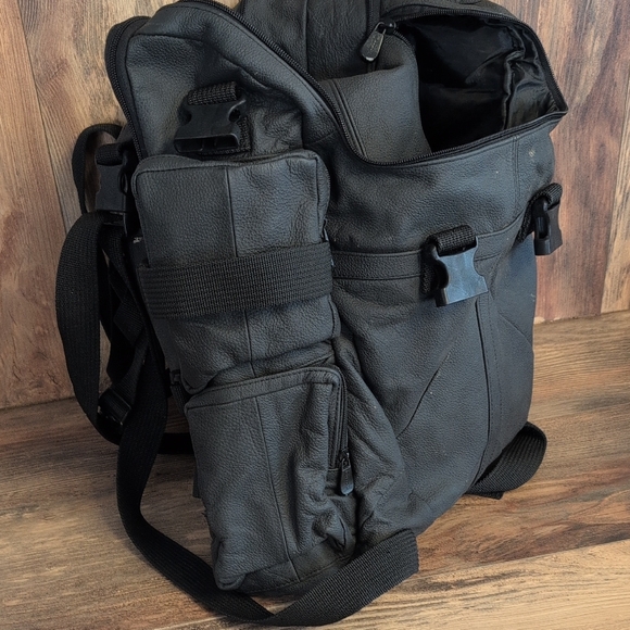 carroll leather backpack Carroll Leather Motorcycle Backpack Rucksack Expandable Bag & Duffle Set